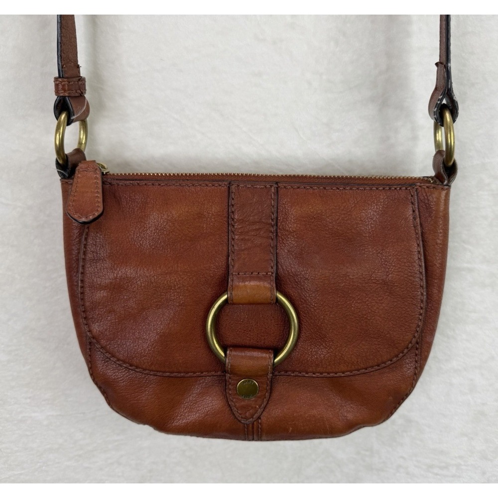 Frye Women's Chestnut Purse Cross Body Leather Ring Detail - Picture 2 of 15